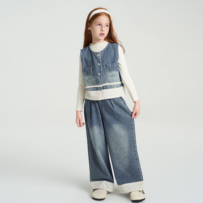 MONTAGE Girls' 2026 Spring Washed Cotton Two-Piece Casual Set