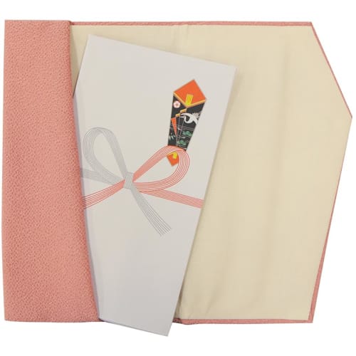 Daiko Sangyo Ester Chirimen Embroidered Fukusa (Fukusa with Gold Envelope), Made In Japan, Butterfly/Pink, 788-4