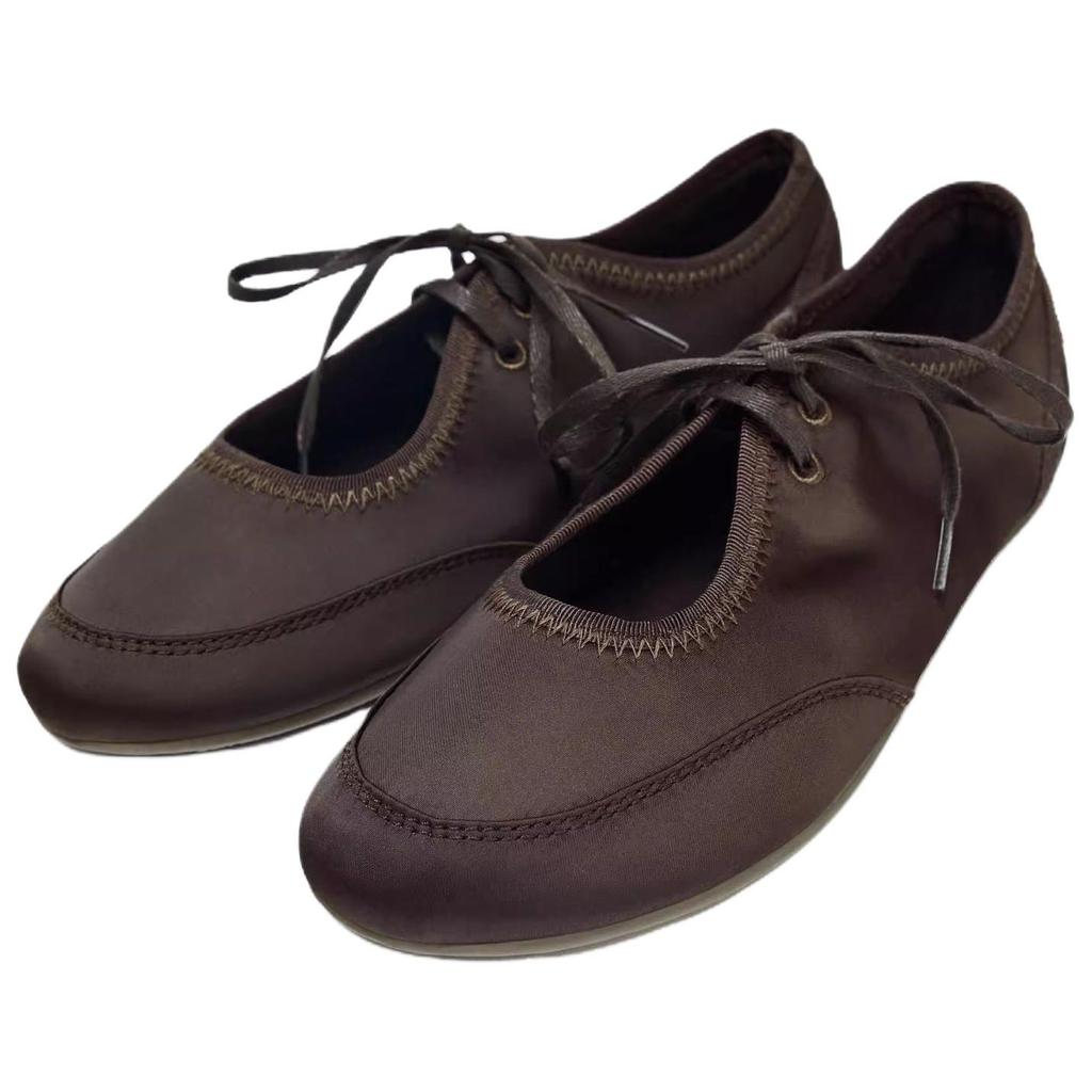 Zara Fashion Lace-Up Bow Decor Casual Flat Shoes Women Flats Brown 5205610700