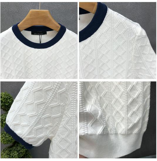 Men's Trendy High-End Short-Sleeve Sweater, Spring/Autumn 2023 Thin Knit Base Layer