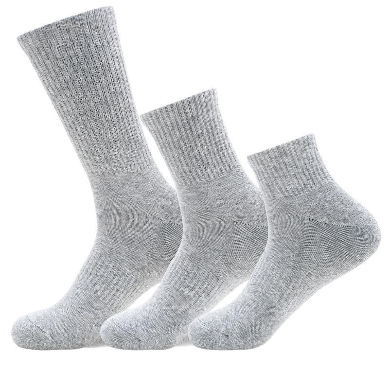 Men Spring and Autumn Pure Cotton Pure Color Wool Circle Towel Bottom Sports Breathable Sweat Absorbing Tube Socks