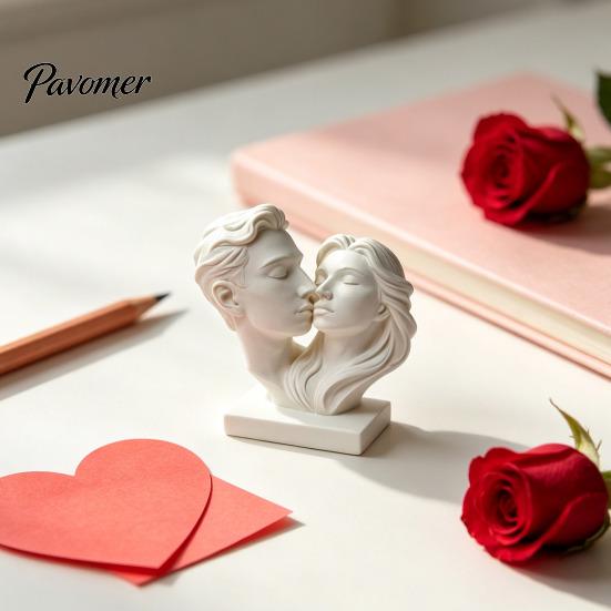 Couple Kissing Statue 3D Printed Hugging Statue, Modern Minimalist Art Sculpture Artistic Bust for Home Desk Shelf, Romantic Decor Ornament,