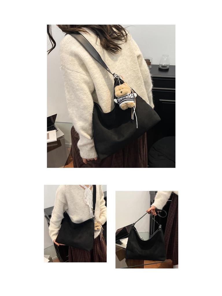 Women's Frosted Suede Retro Tote: Winter Underarm Shoulder Bag with New Textured, Simple Fashion Design