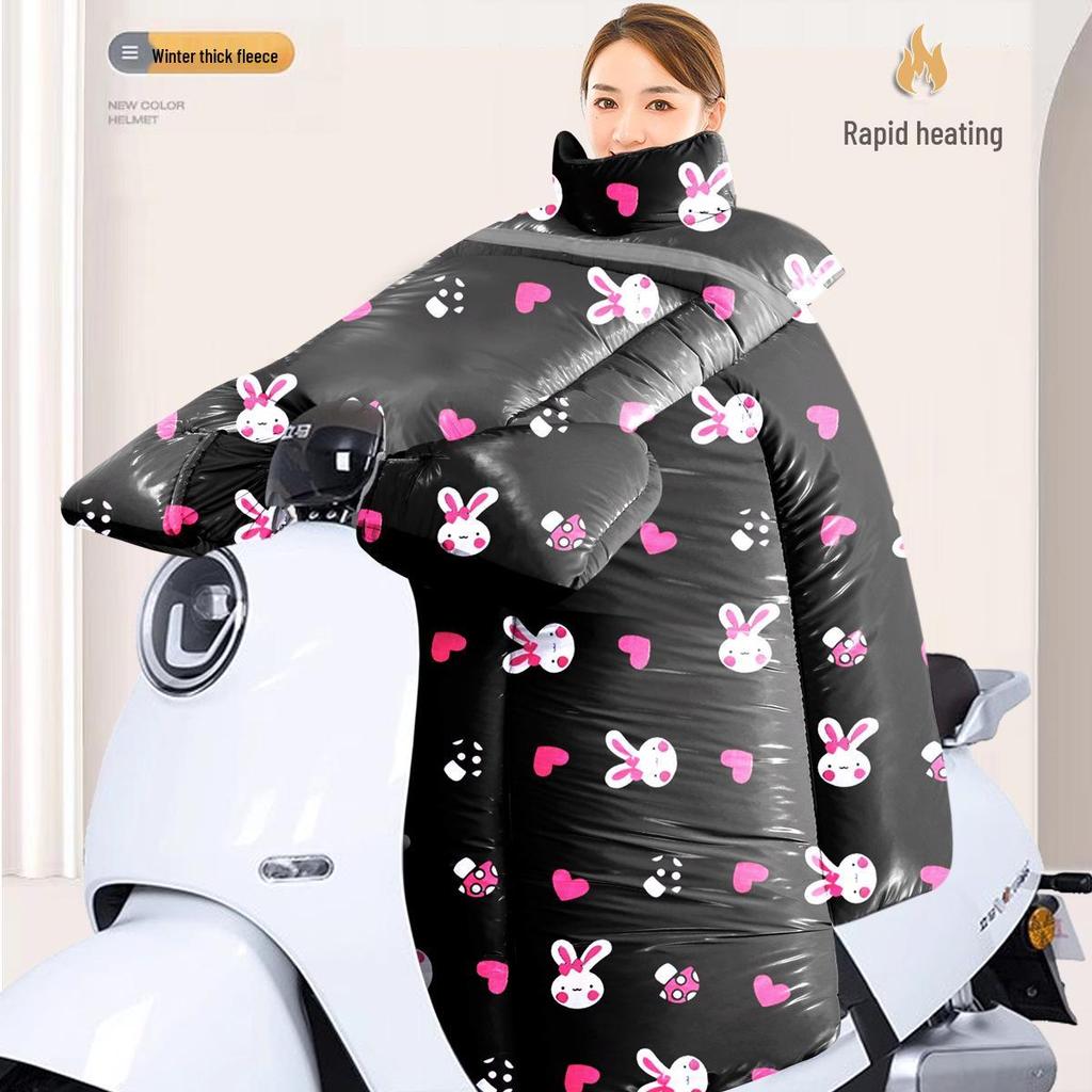 Extra dicker fleecegefütterter Windschutzscheiben- und Beinschutz für Elektrofahrzeuge - Winddichter Kälteschutz