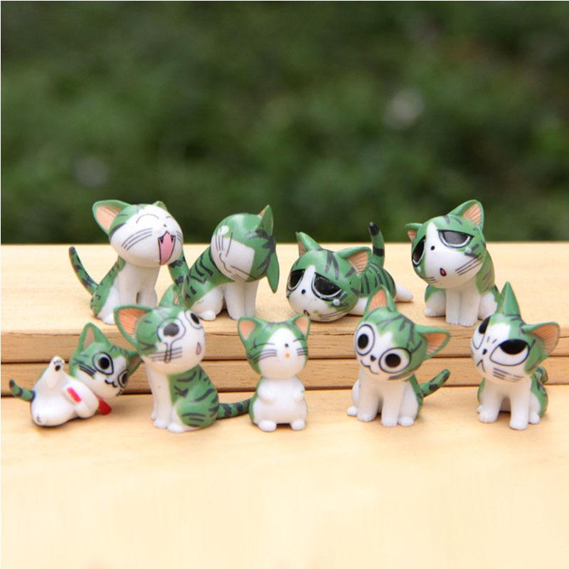 

9 шт./компл. Kawaii Милая Мини Фигурка Статуэтка Чи Кошка Украшение Сада 3 см Микро Игрушки Животных жёлтый