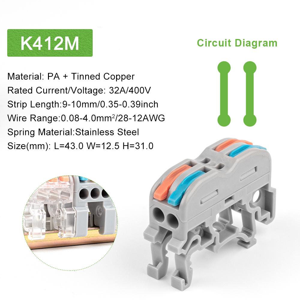 Din Rail Wire Connector  Fast Universal Compact Electric Cable LED Light Lamp Conector Wiring Conductor Terminal Block 2/3pin