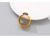 Bague en Pierre Œil de Chat Style Européen-Américain - Bague Ovale en Acier Titane Mode Rue pour Femmes