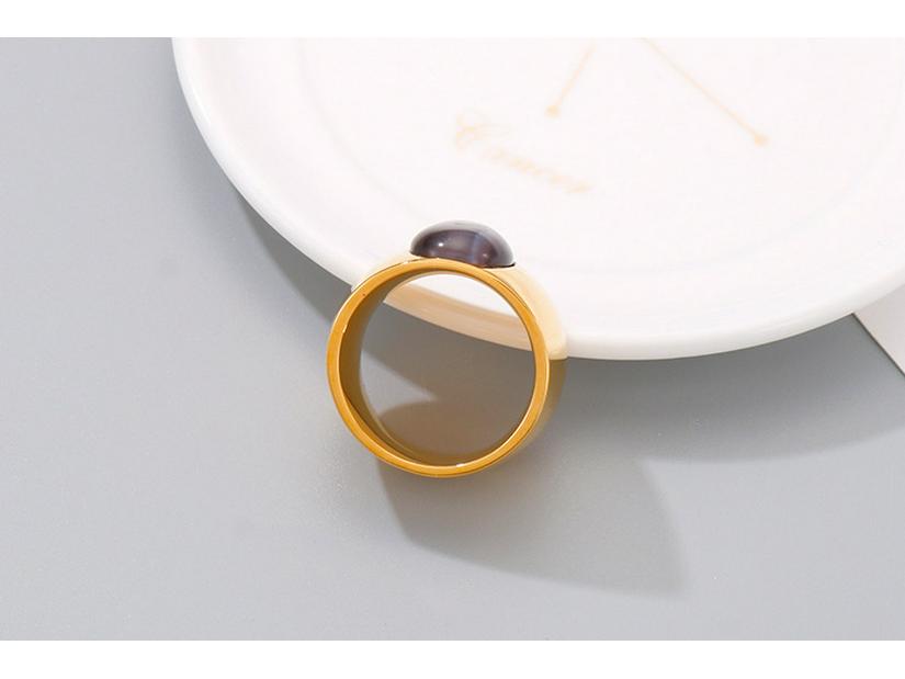 Bague en Pierre Œil de Chat Style Européen-Américain - Bague Ovale en Acier Titane Mode Rue pour Femmes