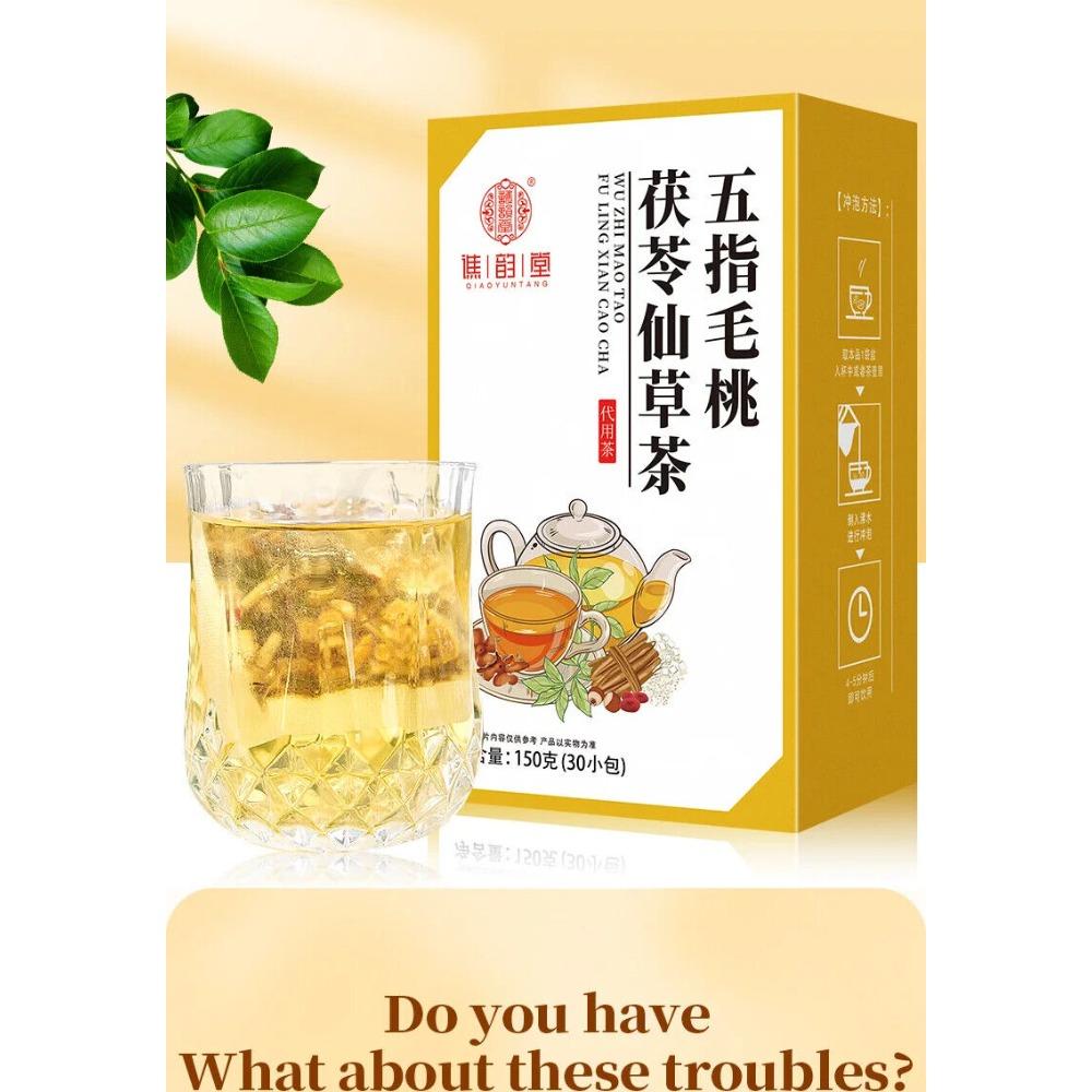 Natural Herbal Five Finger Peach Tea with Poria and Xiancao Energy Boost 150g 01
