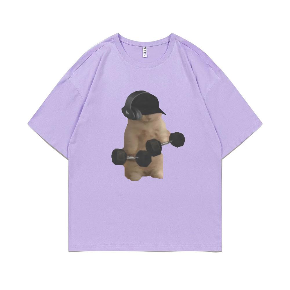 

Забавная футболка с мемом про кота в спортзале, футболка с мемами про фитнес-памп Сэма Сулека, мужская и женская повседневная футболка оверсайз, мужские хлопковые футболки M