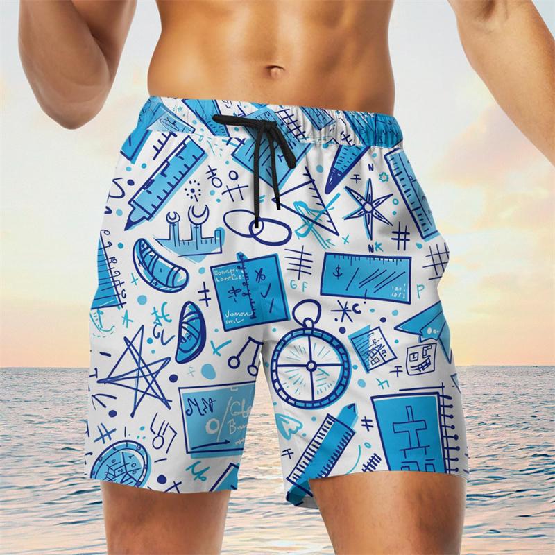 Funny Mathematics Class Graphic Beach Shorts For Men Fashion Summer Vacation 3D Printed Kids Swim Trunks Casual Loose Short Pant