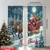 2pcs 2D Flat Printing Christmas Party Curtain Santa Claus Sleigh Reindeer Snow Christmas Fabric Without Electricity Birthday