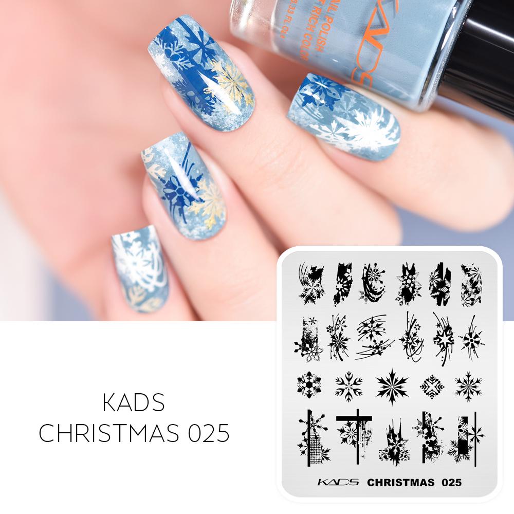kads Nail Stamping Plate Christmas 025 Snowflake Image Design Nail Stencil Printer with Stamping Polish Manicure Tool