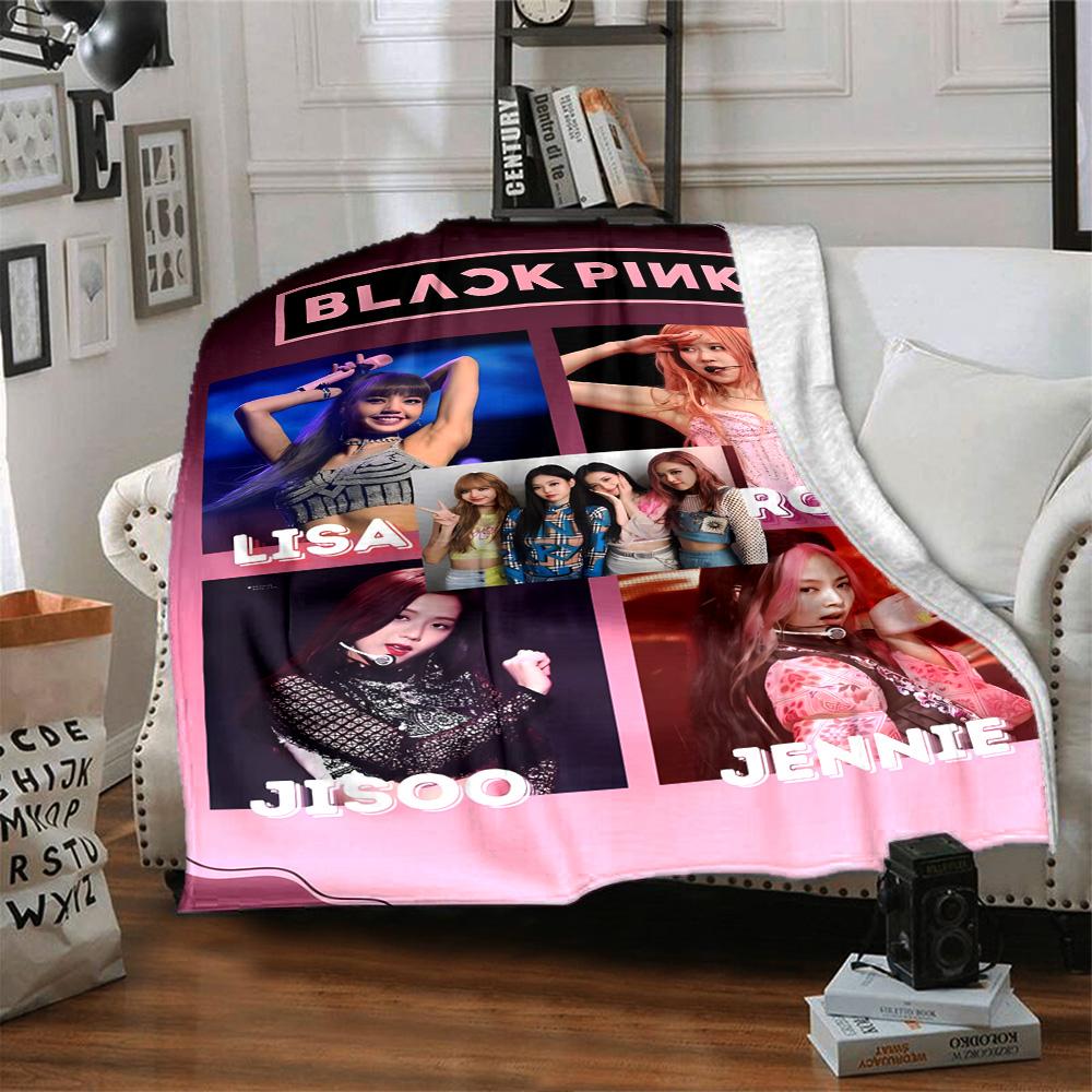Blackpink Members Pink Theme Blanket Soft Warm Suitable for Sofa Couch Office Bed All Seasons Digital Print Perfect Gift for Relatives Y12