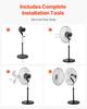 20" Industrial Pedestal Fan 3-Speed Oscillating Fan Height Adjustable