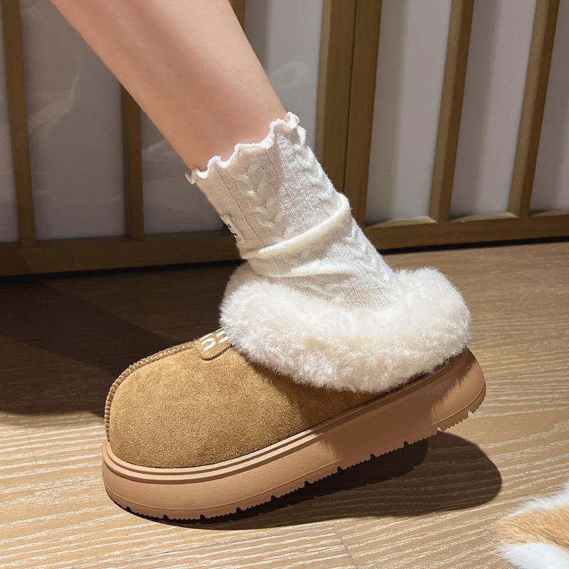 Mode Neue Rutschfeste Winter Damen Hausschuhe Draußen 2024 Heißer Verkauf Damen Stiefel Warmes Kurzes Plüsch Draußen Runde Zehen Damen Schuhe