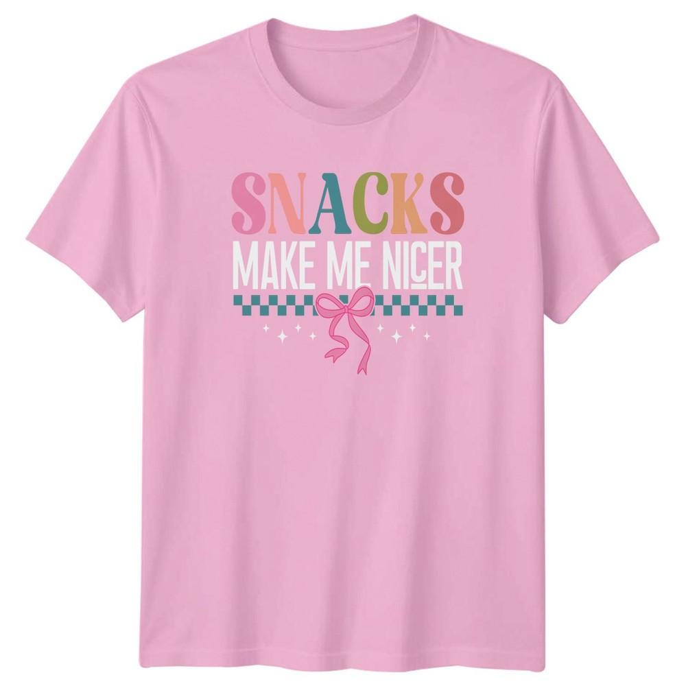 Snacks Make Me Nicer Unisexs TShirt Snacks Food Gift For Her