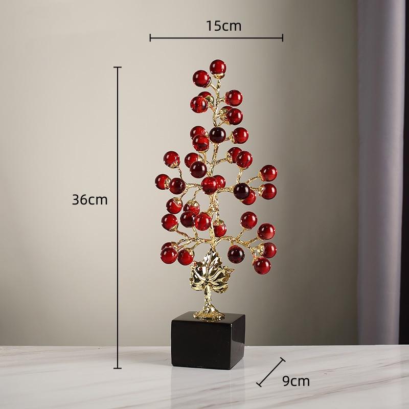 Crystal Sculpture Colored Grape Vine Metal Handicraft Artificial Plant Sculpture Metal Figurine Home Decoration Accessories