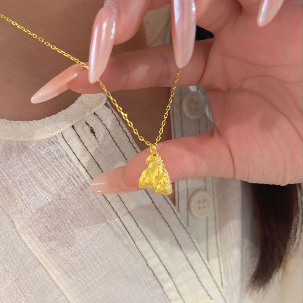 Guofeng Samt Jinshan Punkt Diamant Halskette Berggipfel Anhänger Damen Premium Gefühl Schlüsselbein Kette