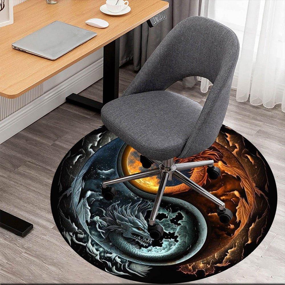 

Yin Yang Dragons: Balance in Fire & Ice Art PrintRound Non-Slip chair mat chair carpet for office Rugs for Office Decor Gift For Valentine s Day Mothe 80cm by 80cm