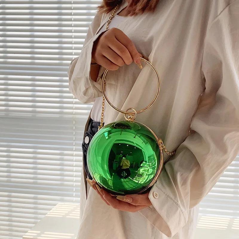 Nuova Borsa a Tracolla con Catena Acrilica Borsa da Donna Moda Forma a Palla Borsa a Tracolla Borsa da Sera