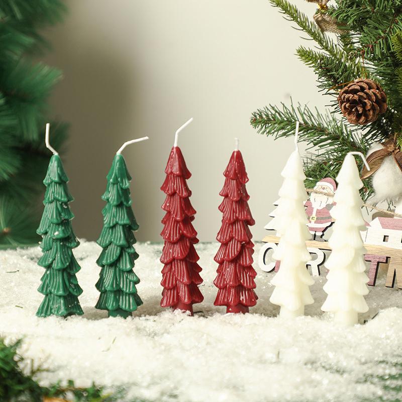 1PC Desktop Party & Tree Holiday Aroma Candle Reusable Tree Soy Wax Candle Set Holiday Decor 14x2cm