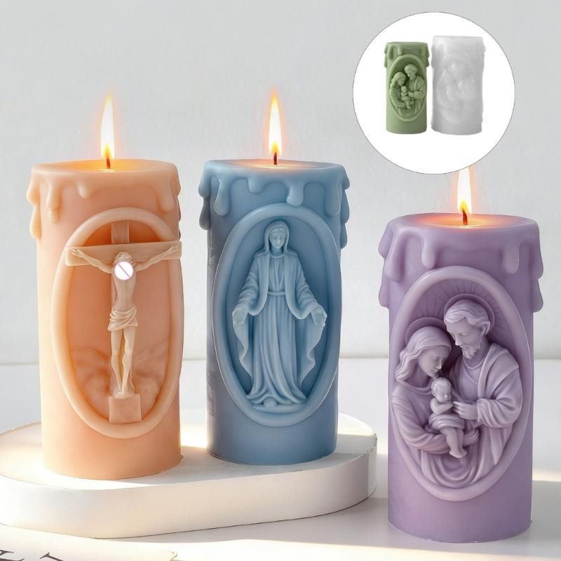 Nativity Embossed Silicone Mold Cylinder Candle Silicone Mould Heat Resistant For Resin Casting and Making Candle Soap