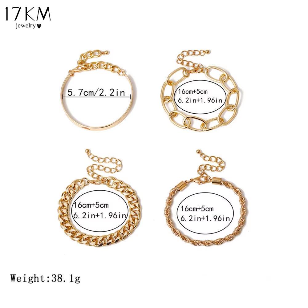 17KM 4 Stück Punk Gold Farbe Cuban Link Kette Armband Set für Frauen Vintage Schlange Kette Charm Armreifen Paar Schmuck Geschenke