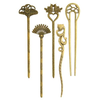 1 Japon Japon saçı Çin günlük düğün çeşitleri Saç tokası, parça, stil, giyim, süs, antika, metal, Japon, stil, U şeklinde, basit,