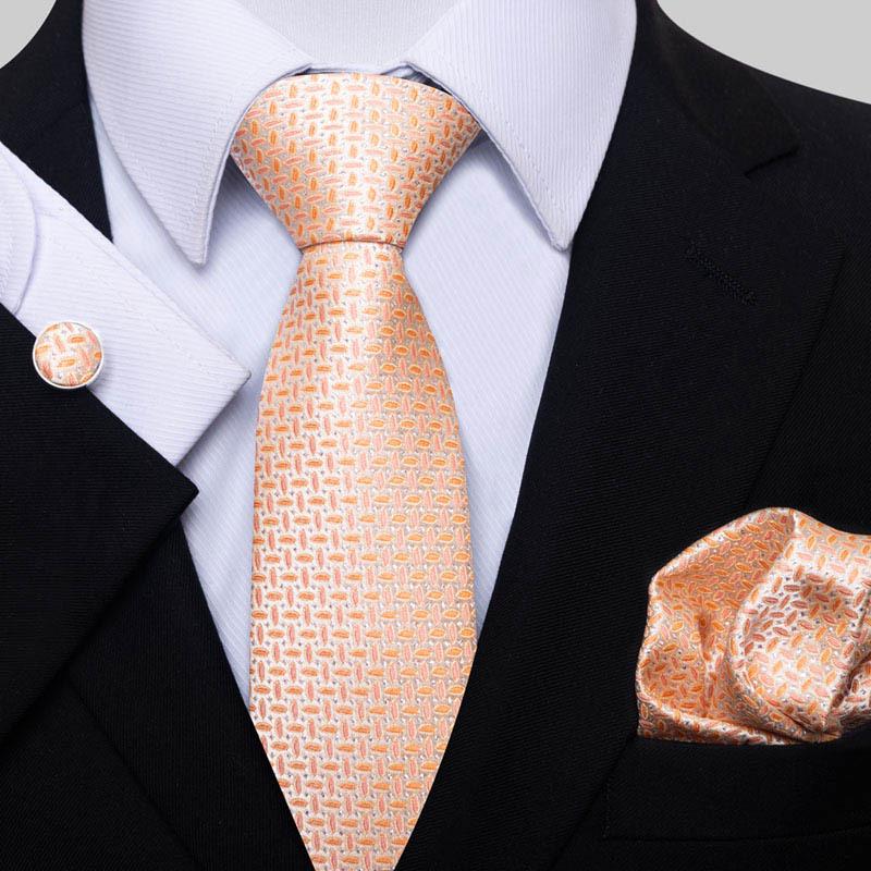 Men's Business Formal Tie Set: Includes Tie, Pocket Square & Cufflinks for Evening Parties. Fashionable & Popular.