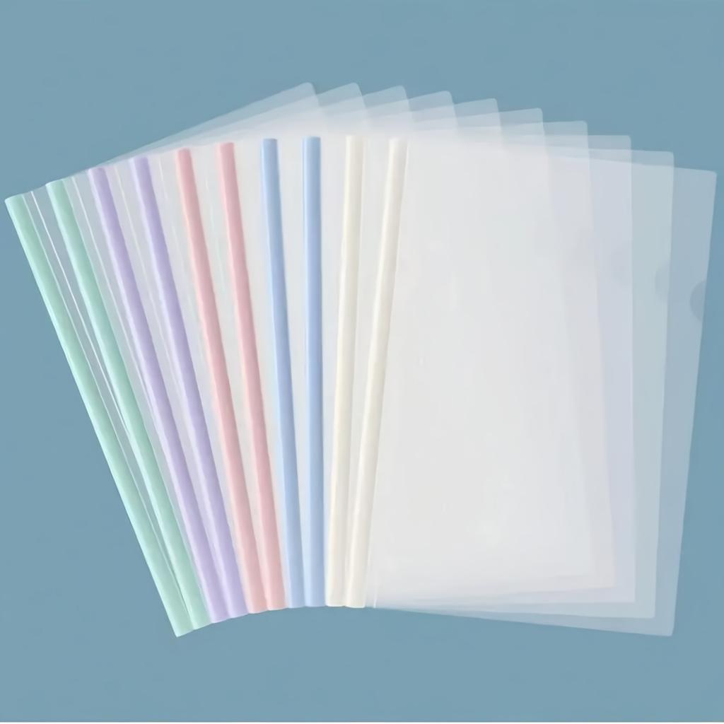 10 stuks/Set Willekeurige Kleur A4 Transparante Uitbreidbare Dossiermappen, Verdikte Ringbandklemmen voor Rapporten en CV's