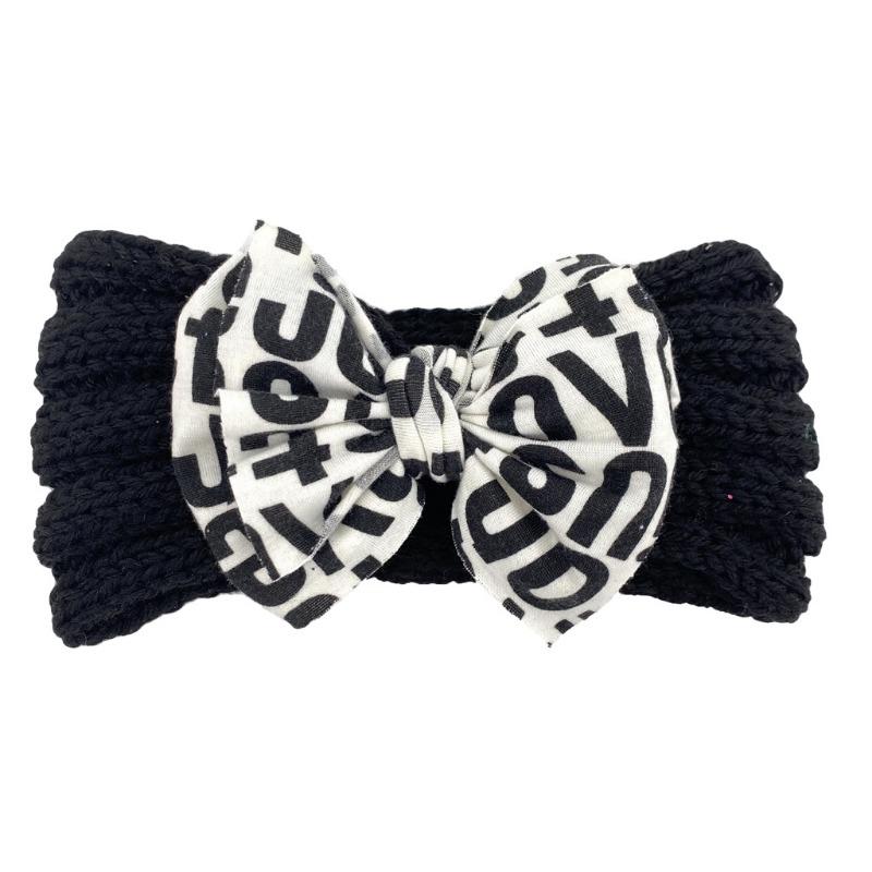 New children's headband headband, printed bow knitted wool headband, baby headgear hair accessories Baby