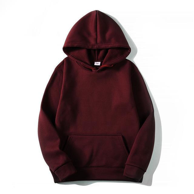 Men's and women's 18-color hooded sweater Men's solid-color sweater Men's long-sleeved pocket pullover sweater