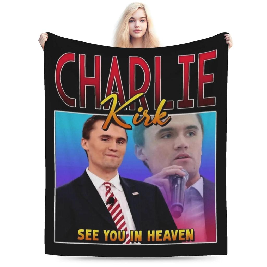 JUSTICE FOR Charlie Kirk Plush Blanket Soft Flannel Throw for Couch Chair Sofa Bed Warm Quality Bedspread