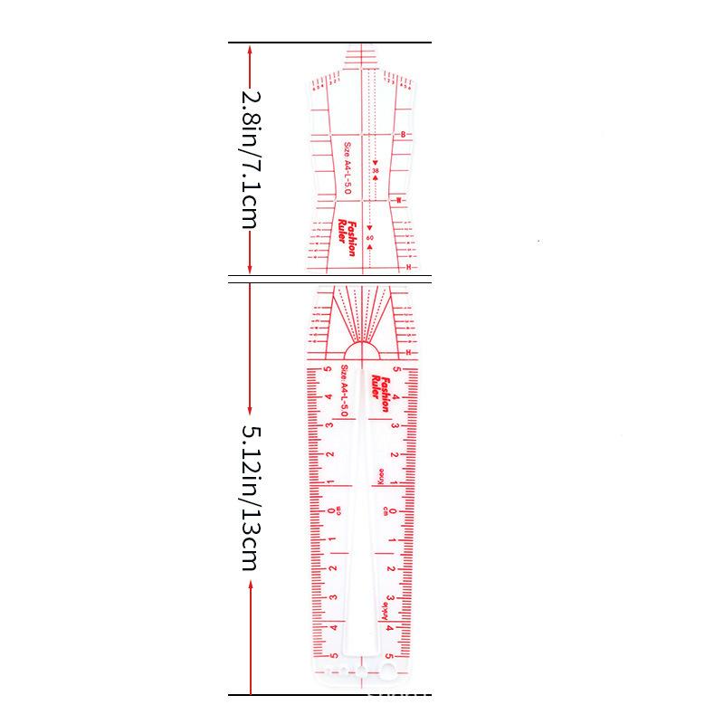1Pcs Clear Illustration Diy Quilting Clothing Design Rulers  Drawing Template Ruler For Drafting Clothing Designers