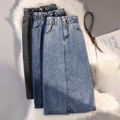 Übergroßen Casual Solide Taste Taschen Denim Rock Sommer Büro Dame Vintage Schlank Elegante Röcke Frühling Koreanische Mode Faldas