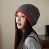 Wool Color blocked Rolled Edge Baotou Hat Autumn and Winter Ear Protection Cold Hat Large Head Circumference Versatile Pile Hat