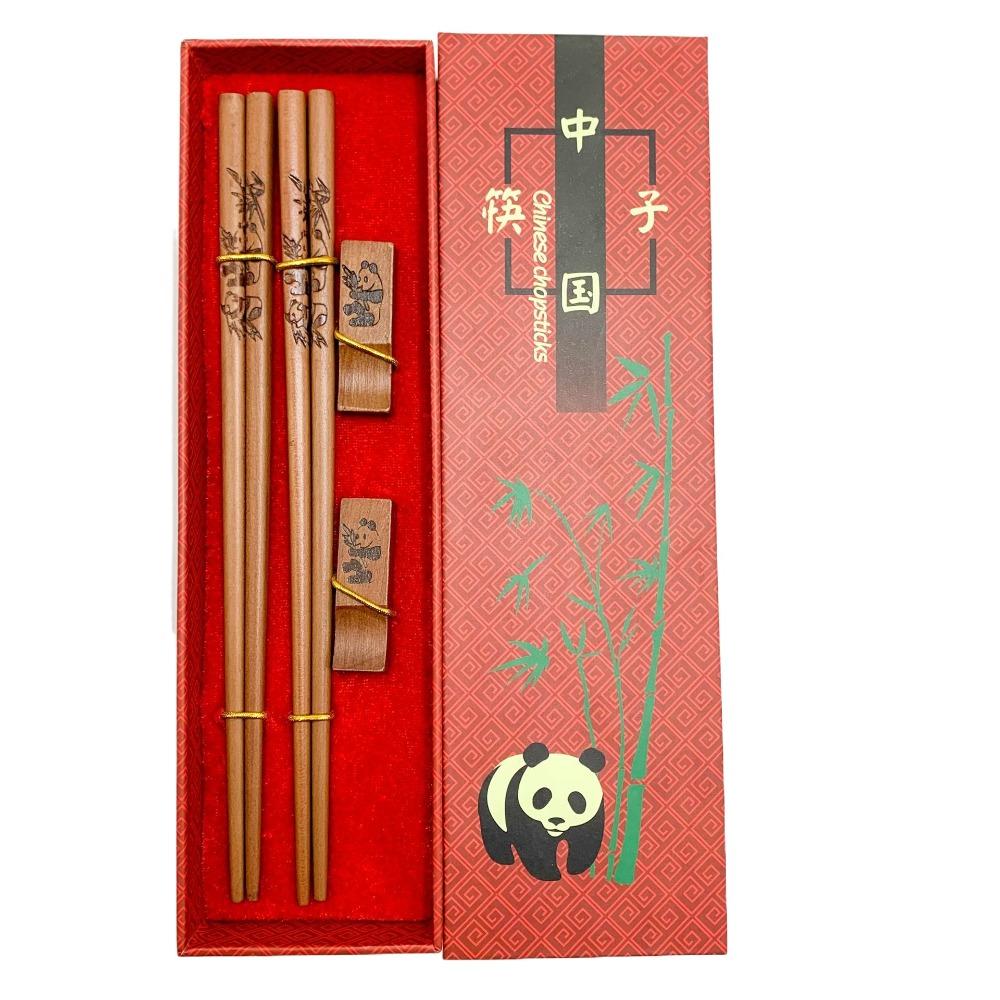 2 Pair With Chopstick Rest Panda Chopsticks Gift Set Non-slip Sushi Chopsticks  Noodle