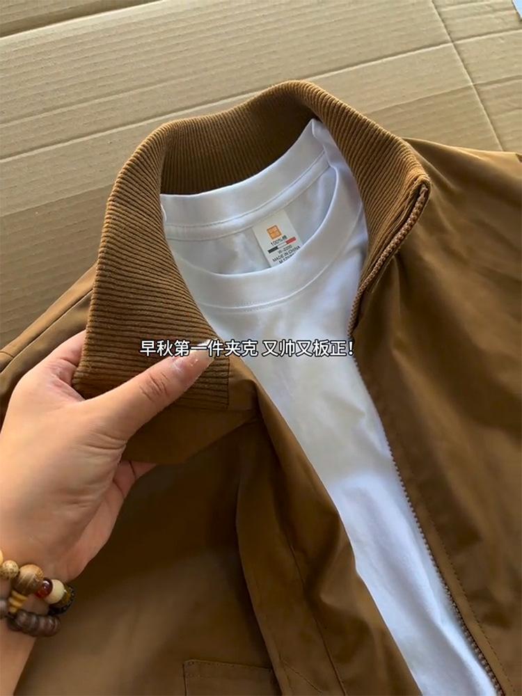 Cleanfit American Flight Jacket Men's Autumn Trendy Brand Wear Short Baseball Jersey Heavy Stiff Tooling Jacket