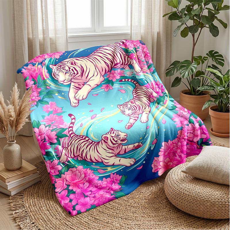 Tiger Fantasy Artwork Theme blanket Lightweight Warm Flannel Blanket Decorative Throw Blanket for Home Decoration