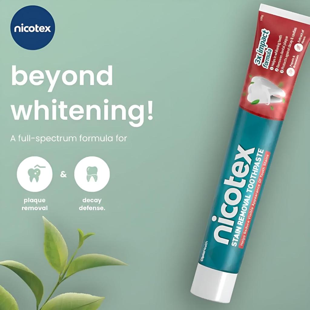 Cipla Nicotex Toothpaste 100g Pack of 1 for Teeth Whitening Plaque Removal Enamel Protection Fresh Breath