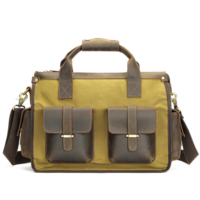 Lishen Men's Crazy Horse Leather Briefcase