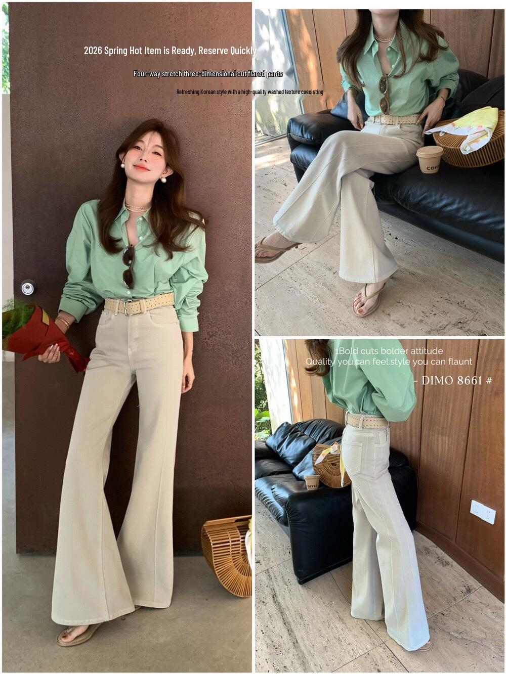 Women s High-Waisted Stretch Micro-Flare Pants – Slim-Fit Spring 2026 Collection Small
