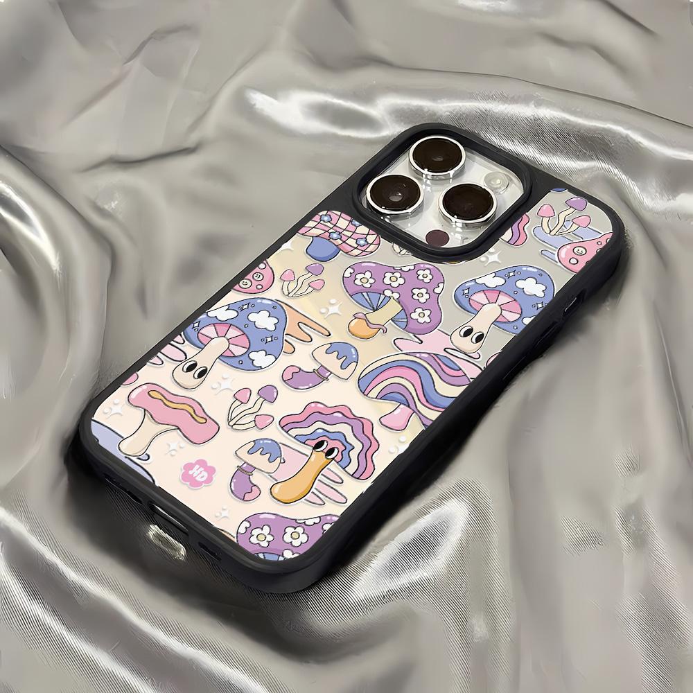 Mirror Phone Case for iPhone 15 11 13 14 for 15 16 Pro Max 12 13 16 Pro Cloud Flower and Animal Cute Style Phone Case