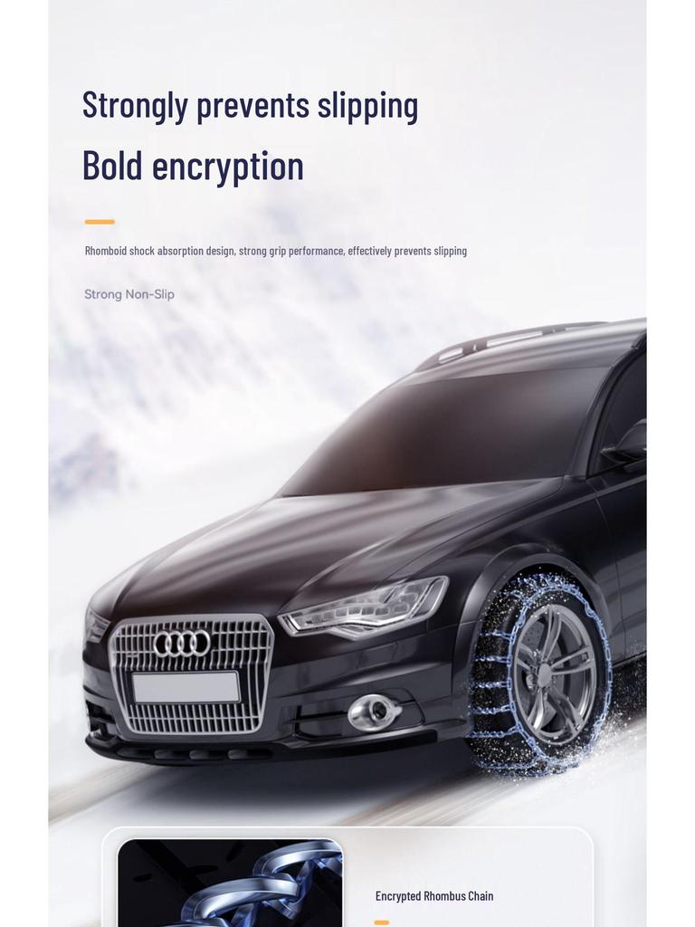 Uniwersalne łańcuchy antypoślizgowe do samochodów osobowych i SUV-ów - Łamiące lód, zapewniające trakcję na śniegu