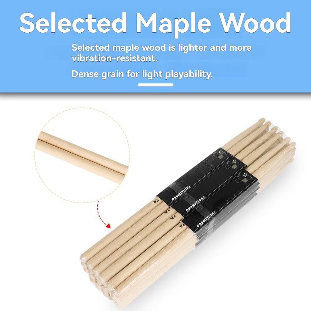 12 Pairs 7A Maple Wood Drum Sticks Classic High-quality Drumsticks for Adults and Beginners