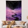 "Starry Sky Over Lavender Flowery Path" Patterned Tapestry Home Decor, Suitable for Bedroom and Living Room, Gift