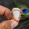 Regenbogenmondstein Handgefertigter Kupferdraht Wickelschmuck Ring Größe 8 W9F79