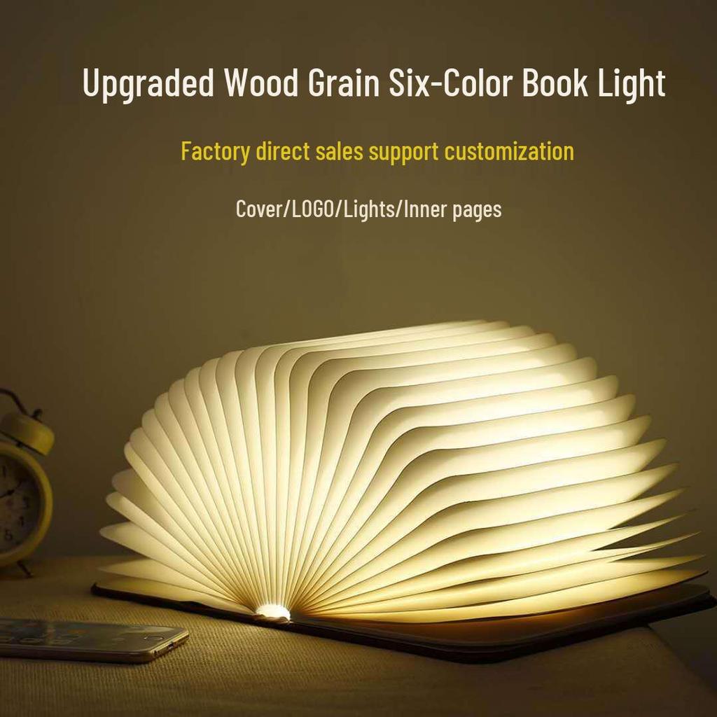 Engraved LED Wooden Book Lamp with Eye-Protecting Bluetooth Night Light