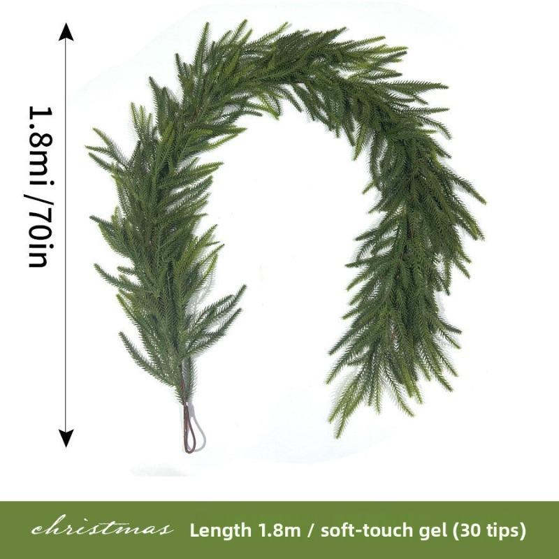 

Искусственное Мягкое Резиновое Имитация Зеленого Растения, Лианы и Лианы Дом Рождество Подвеска Декоративная Иголка Сосны 1.8m rattan (30 heads)